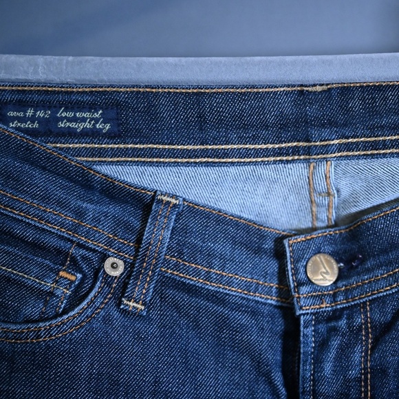 Dark Wash Jeans – Custom Flares with Blue Bandana Details - Picture 2 of 4
